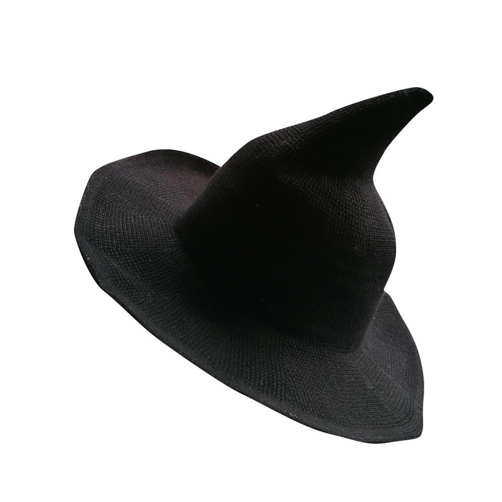 Sombrero moderno de bruja para Halloween para mujer, gorros de , ancha y plegable, transpirable, antiquemaduras, divertido, Q40: Black