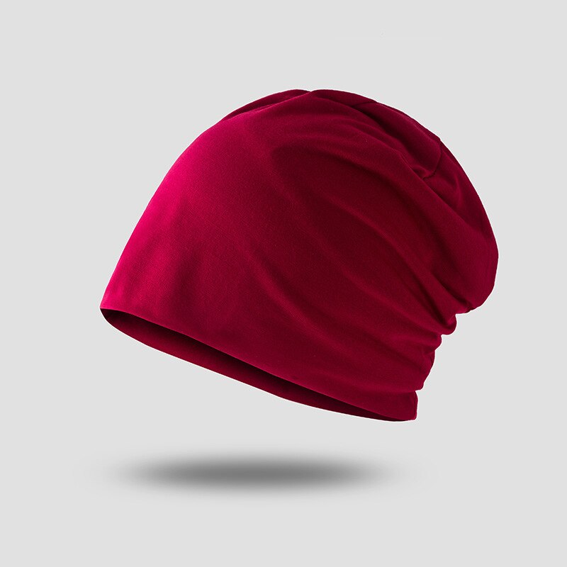 Elastisk bomuld turban hat ensfarvet mand varm vinter tørklæde motorhjelm indre hijabs hætte muslimsk hijab femme wrap hoved: Rød