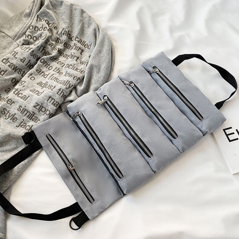 Outil de voiture enrouler sacs toile pochette de rangement outils fourre-tout porte-fronde siège arrière organisateur gris