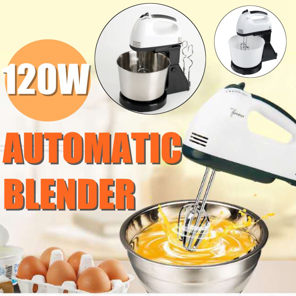 120W 1.7L 7 Speed Electric Food Mixer Table Stand Cake Dough Mixer Handheld Egg Beater Blender Baking Whipping Cream Machine