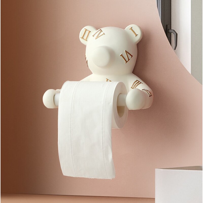 Bear Wall Mounted Tissue Box Holder Decor Animal Head Status Tissue Paper Roll Toilet Tissue Holder