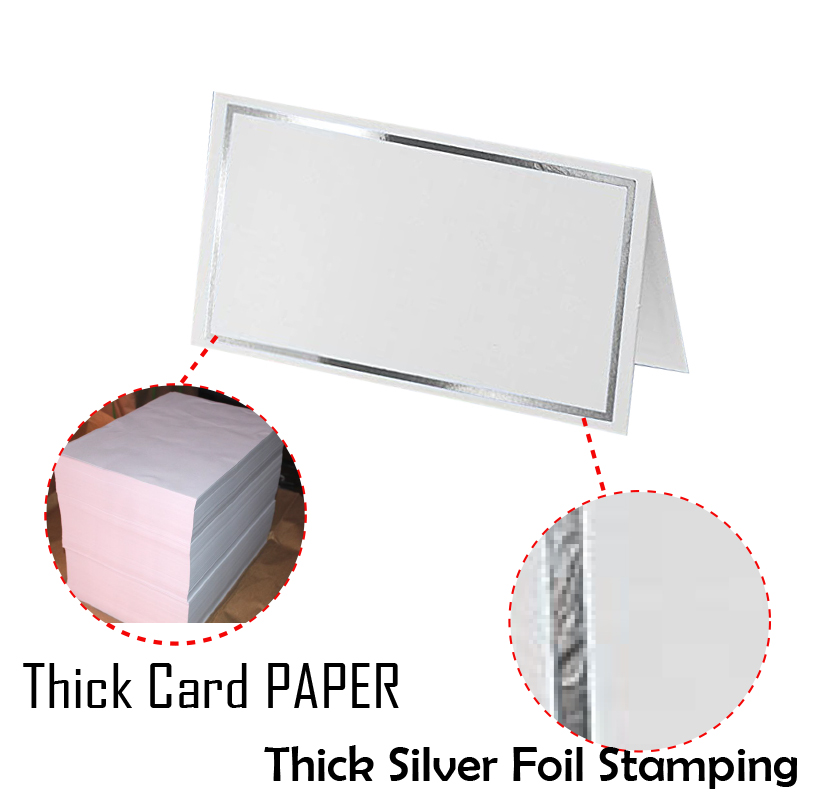 100 stk bryllup bordkort sølvfolieramme bord navnekort bordkort bryllupsfest dekoration favor sædekort