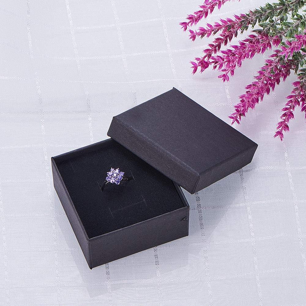 Square/Rectangle Jewelry Organizer Box For Earrings Necklace Bracelet Display Box Holder Packaging Cardboard Boxes Black