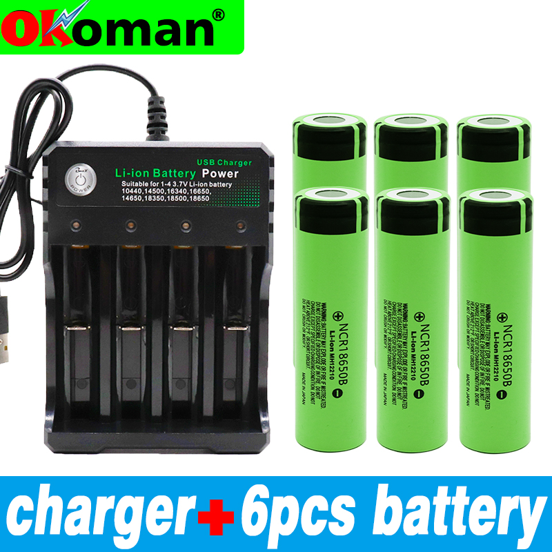 Original 18650 Rechargeable Batteries NCR18650B 3.7v 3400mah 18650 Lithium Replacement Battery for Flashlight batteries charger