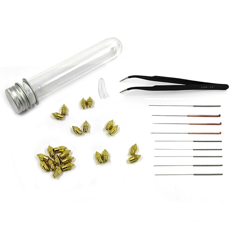 34PCS Nozzle Cleaning Kit Mk8 Nozzle Cleaning Needle Tweezers for 3D Printer