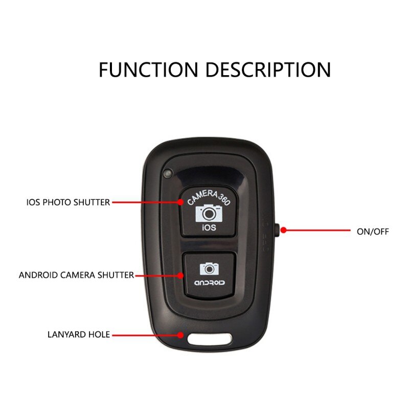 Black Mini Wireless Remote Controller Bluetooth Selfie Camera Shutter For Mobile Phone