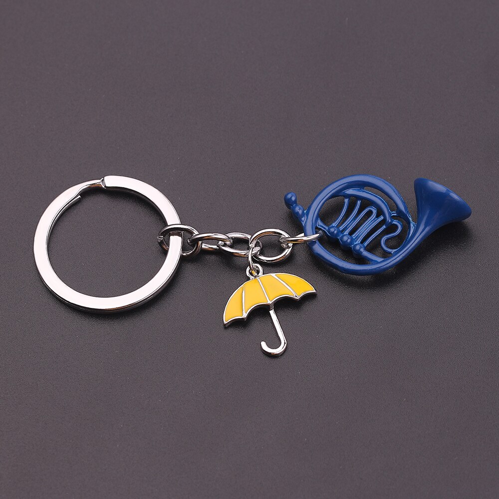 Movie Himym keychain How I Met Your Mother Keyrings Yellow Umbrella Blue French Horn Pendant keychain