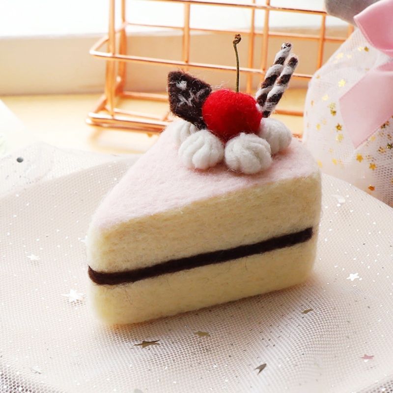 Pan de la torta de lana manualidad de fieltro DIY inacabado pinchado Kit para manualidades Material Paquete de bolsa