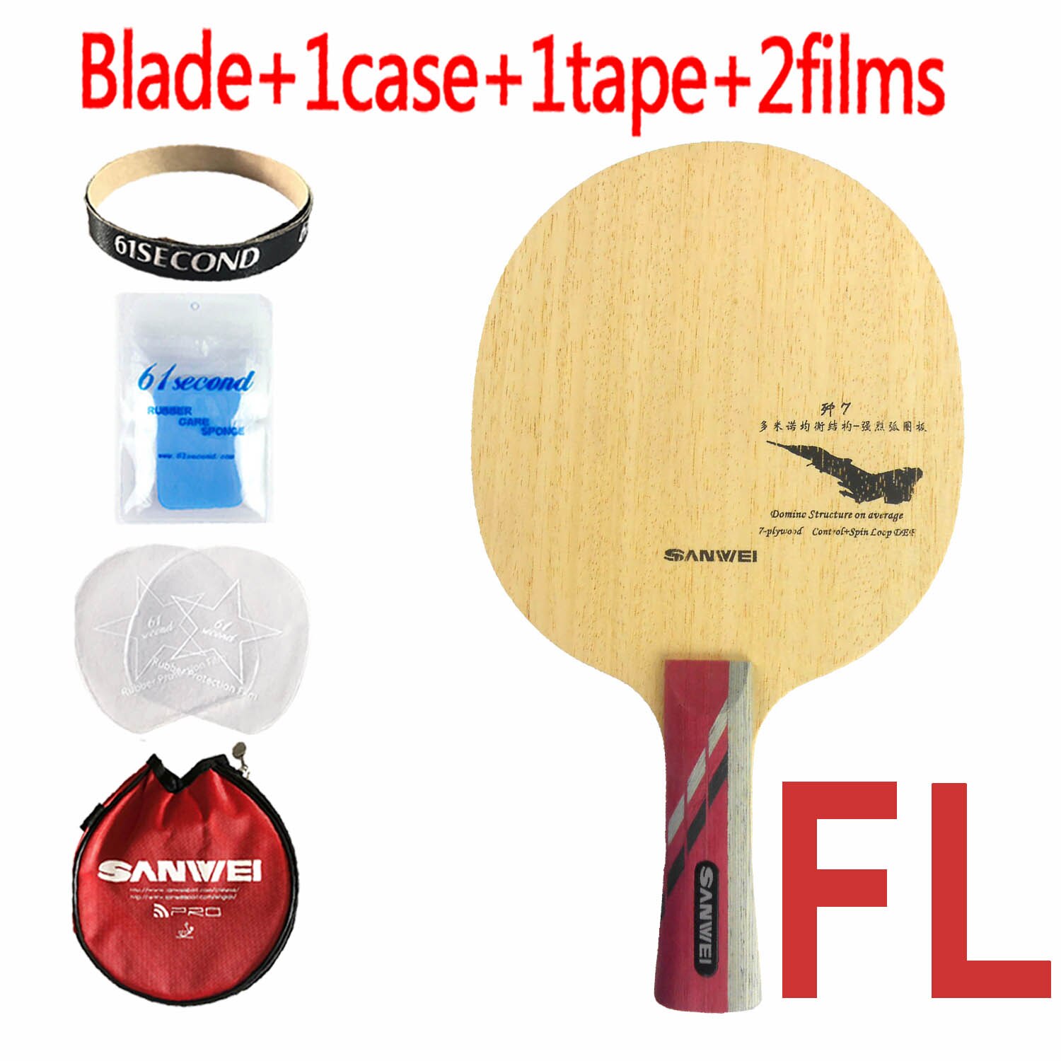 Sanwei j -7 j7 j 7 def tafeltennis pingpongblad: Fl met yrm-hoesje