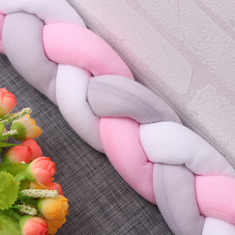 Almohadilla de protección para cuna, parachoques para recién nacido con nudo nórdico, 2M de largo, decoración para cuna, almohada trenzada anudada, parachoques para cuna