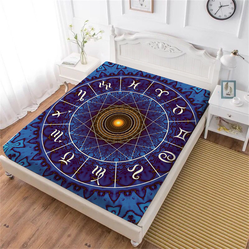 Drap de lit motif loup | Animal, Constellation mouton, drap-housse, vêtements géométriques, couverture de matelas à poche profonde, décoration de maison D25