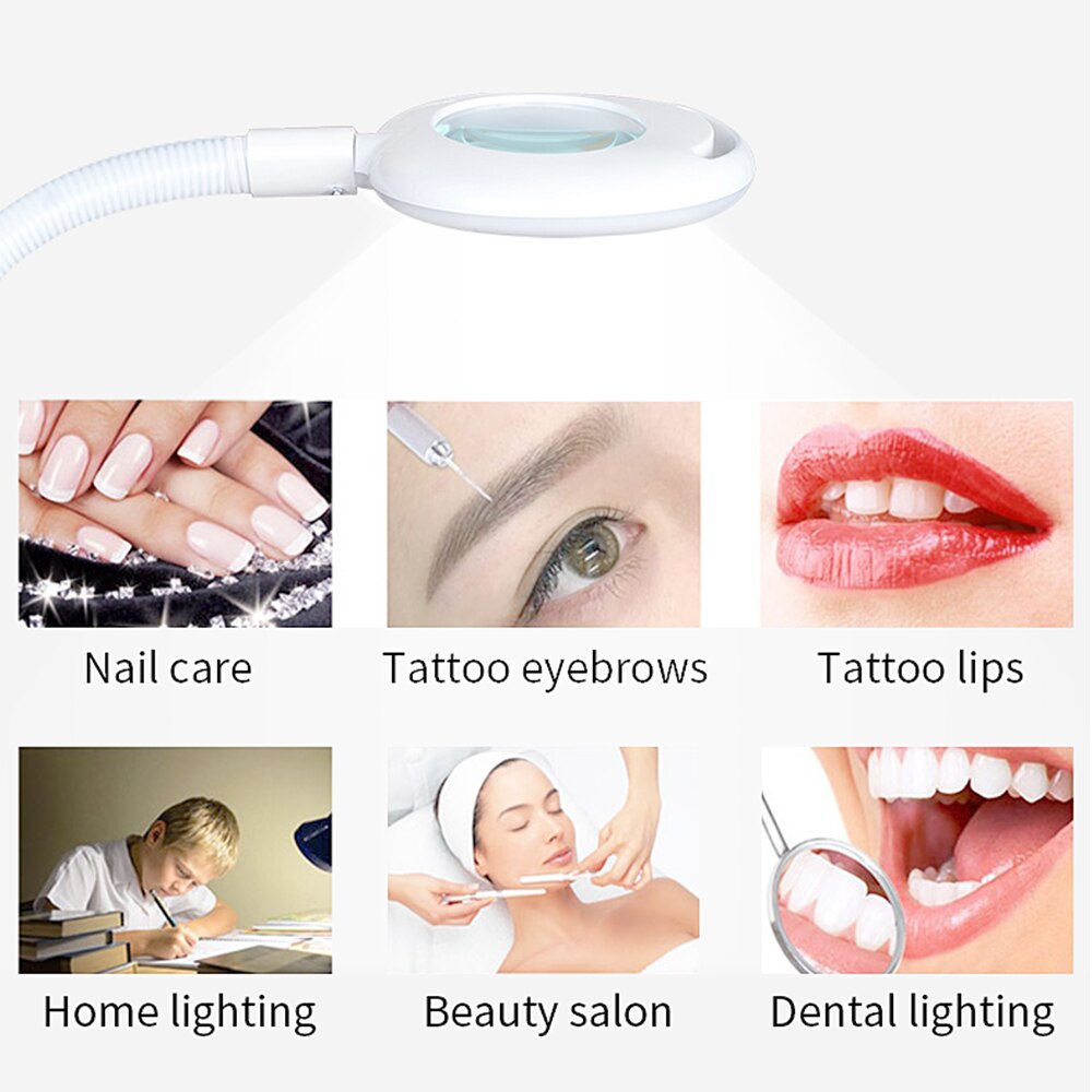 Beemyi Manicure Tattoo Lamp Apparatuur 8X Vergrootglas Lamp Voor Schoonheidssalon Tattoo Nail Make Facial Schoon Zorg Verlichting Gereedschap