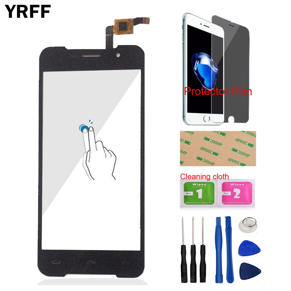 TouchGlass Frente Para Homtom HT37 YRFF Móvel Len Tela de Toque Sensor de Vidro Do Painel de Digitador Ferramentas Protecotr Livre Filme + Adesivo