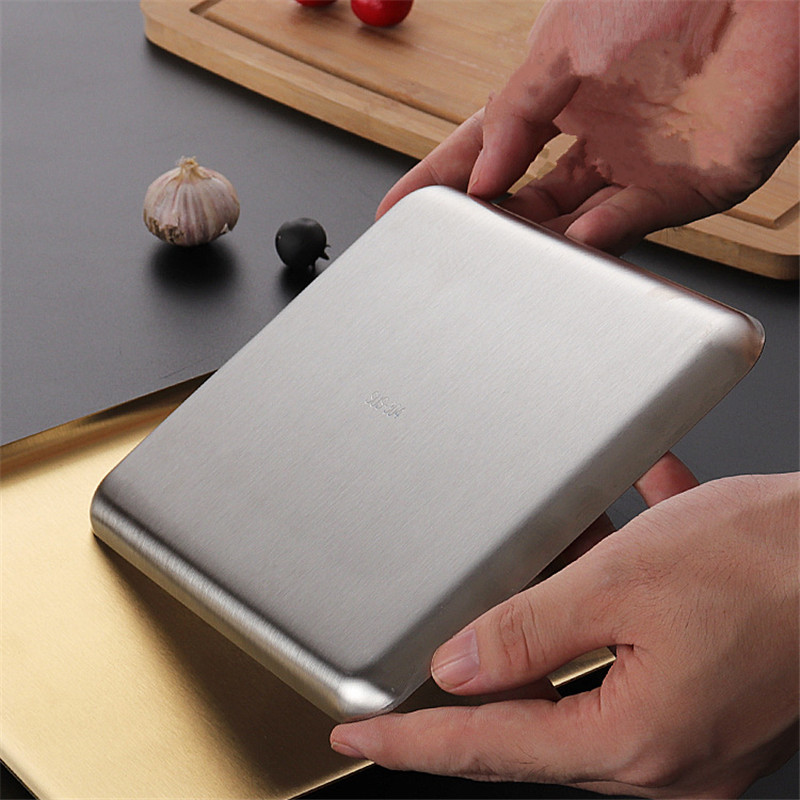 Bandeja de repostería poco profunda de acero inoxidable, platos de almacenamiento de alimentos para frutas, platos antiadherentes, sartén para pasteles, utensilios de cocina para Cocina