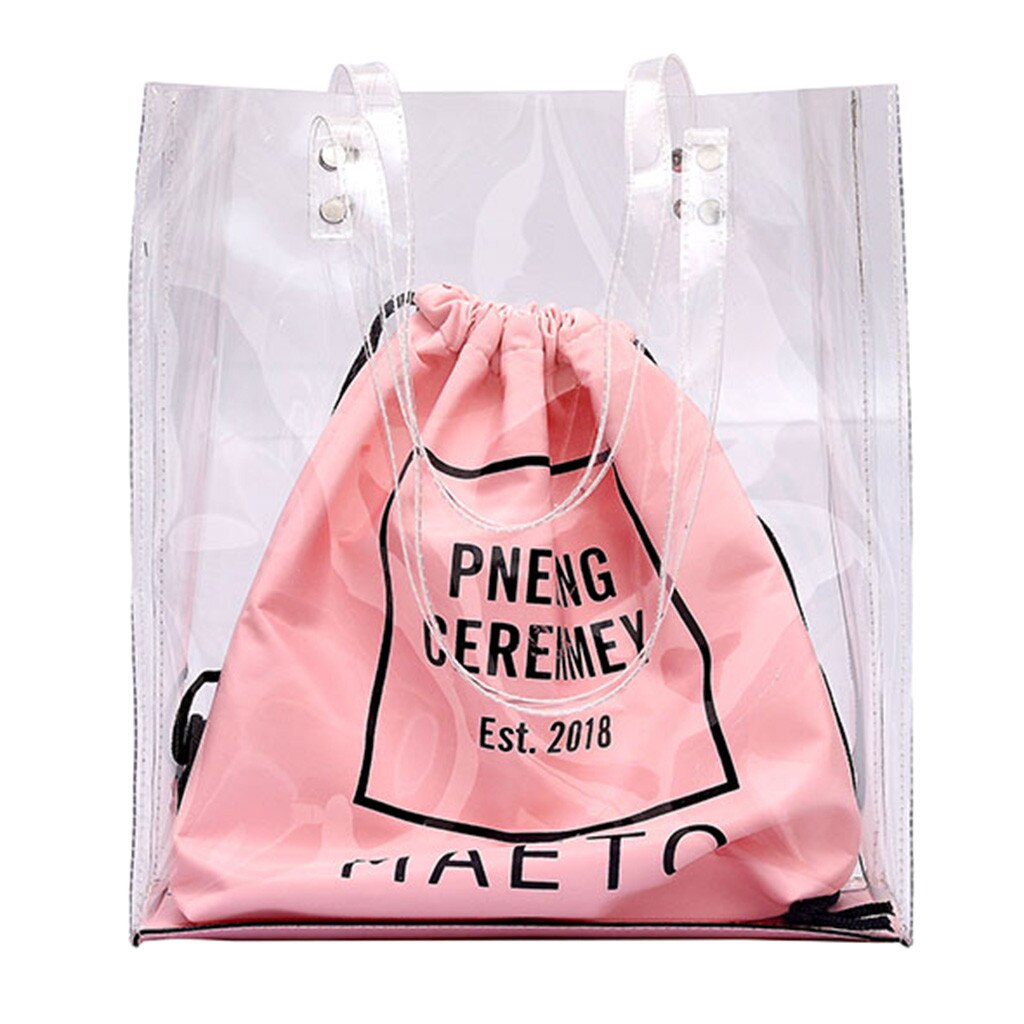 Tasche Frauen transparent Schulter Tasche Bündel Tasche Handtasche Strand Tasche Sack EIN Haupt Femme # Zihr: Rosa