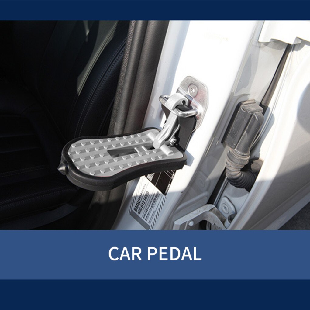 Universal Foldable Car Door Step Pedal Universal Auto Rooftop Luggage Ladder Hooked Foot Pegs Doorstep Safety Hammer