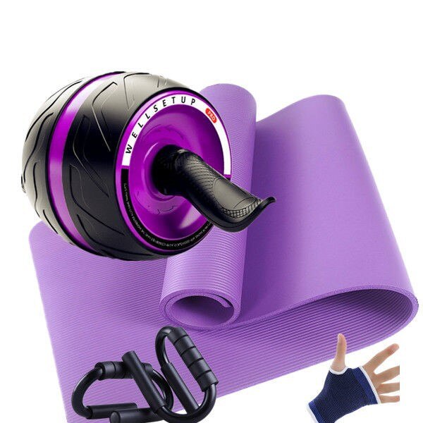 Automatische veerkrachtige power roller buikspierwiel voor mannen en vrouwen, buikspiertrainer voor thuis, dunne taille, dunne buik.: Luxe combo palm guard push-ups voor heren, yoga