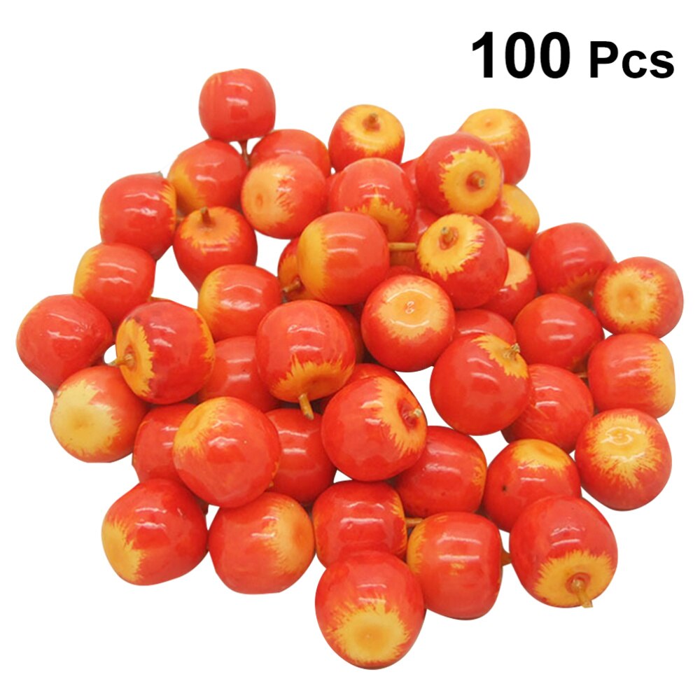 100pcs Simulated Fruit Model Miniature Fruit Model Props Apple Crafts Small Apple Decor for Home Mall Store DIY Desktop