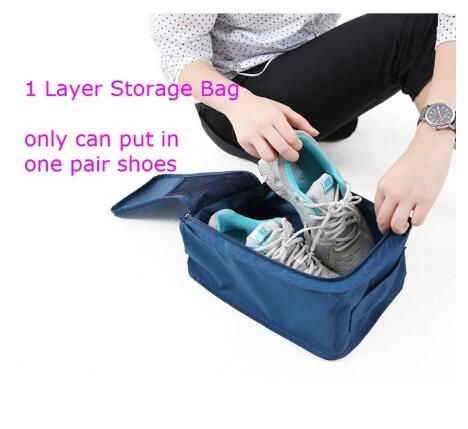 3 Layers Portable Shoes Storage Travel Bags Organizer Mesh Sorting Pouch Dustproof Bags Waterproof Unisex Shoes Covers Tote Bag: 1 layer blue