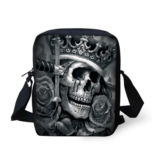 INSTANTARTS 3D Vintage Schedel Print Mannen Kleine Cross Body Bags Brand Tas Hoge Qualilty Halloween Handtassen: C4185E