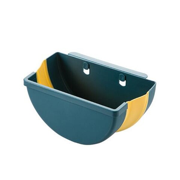 OYOURLIFE Folding Wall Mounted Trash Bin Recycle Bin Kitchen Cabinet Door Hanging Trash Can Holder Home Garbage Bin: Blue