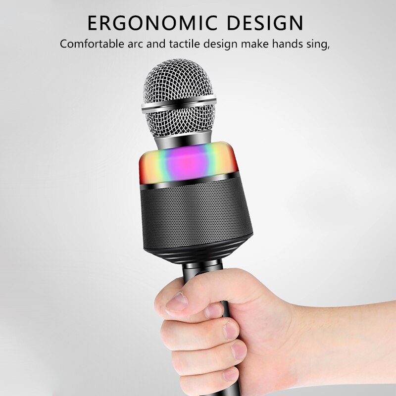 Micrófono inalámbrico Q008 con Bluetooth para Karaoke, condensador con USB, altavoz de mano con micrófono para cantar en teléfono móvil