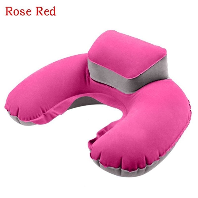 Opblaasbaar Nekkussen Voor Reizen Thuis Sleep Relax Gereedschap Pvc Zacht Air U Vorm Gezondheid Kussen Slaap Hoofd Kussen Praktische massage: Rose Red