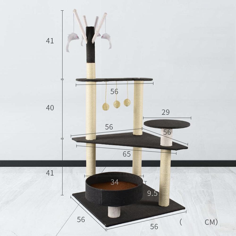 Domestic Cat Climbing Frame Cat Scratching Post Tree Scratcher Pole Furniture Gym House Toy Cat Jumping Platform: Gray
