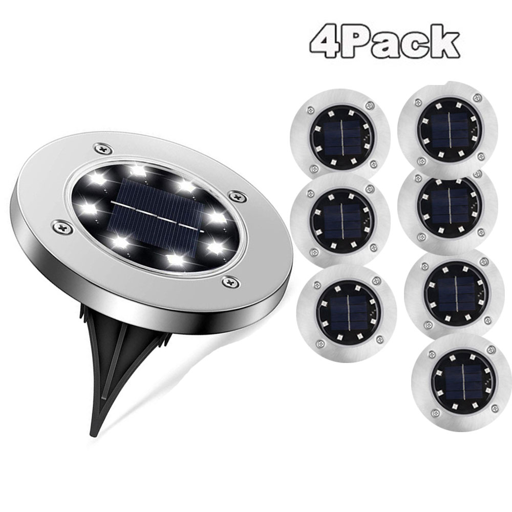 4/1 STKS Solar LED Vloerlamp 8LED Outdoor Gazon Licht Waterdichte Ondergrondse Lampen voor Gazon Decoratie Tuin Terras Binnenplaats