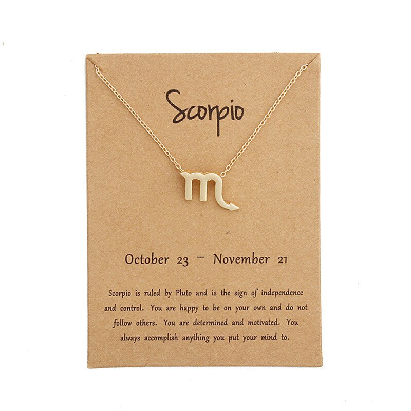 Colgante de 12 Constelaciones para mujer y niña, collar de Virgo, tarjeta de mensaje de de cumpleaños, joyería: Scorpio