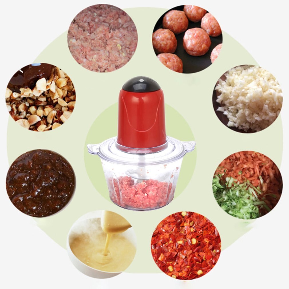 2L Automatic Powerful Multifunctional Electric Food Chopper Food Processor Electric Blender Chopper Meat Slicer Cutter