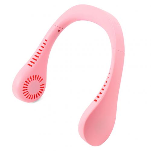 USB Rechargeable Air Cooler Mini Electric Air Conditioner Portable Sport Outdoor Hanging Dual Wind Head Neck Cooling Fan: Pink