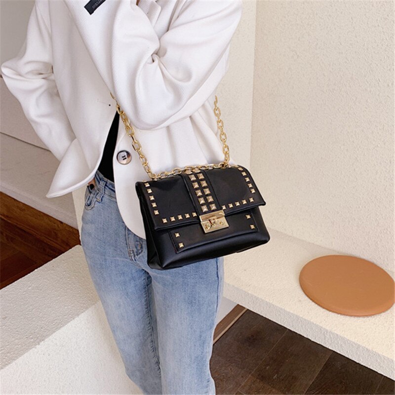 Original Rivet sac nouvelle coréenne serrure unique épaule sac de messager sac carré
