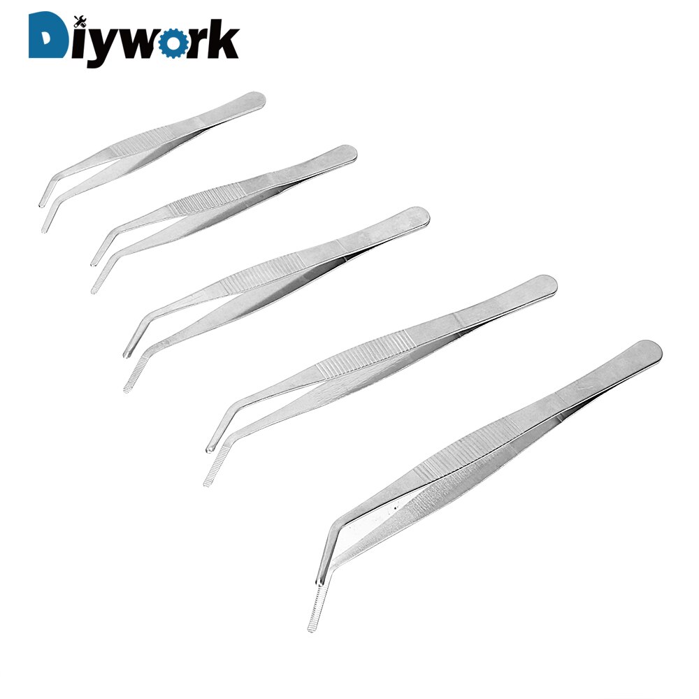 Diywork Anti-Statische 12.5 Cm/14 Cm/16 Cm/18 Cm/20 Cm Clear Clip tool Roestvrij Staal Elleboog Pincet Nauwkeurige