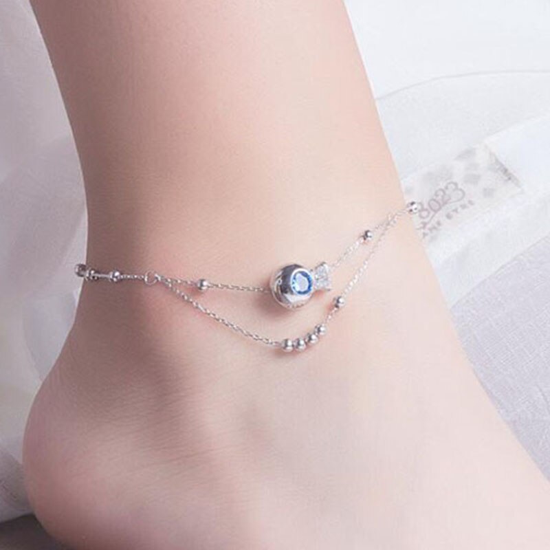 Bracelets de cheville en argent Sterling S925 de supérieure, sandales de plage, pieds nus, bijoux fins, jambes,