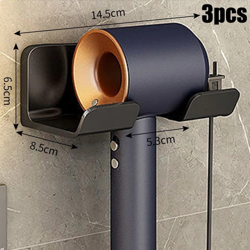 Wall mounted non perforated hair dryer storage rack Bathroom hair dryer storage and placement rack Multi functional storage rack: Lavender