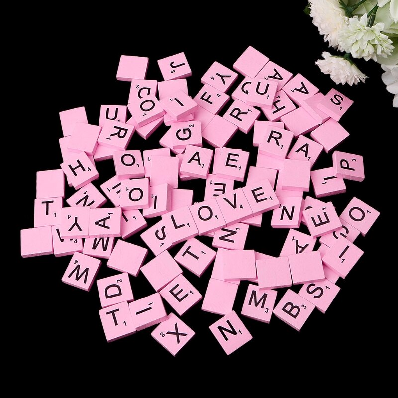 100Pcs Wooden Colourful Tiles Mix Letters Varnished Alphabet100Pcs Wooden Colourful Tiles Mix Letters Varnished Alphabet