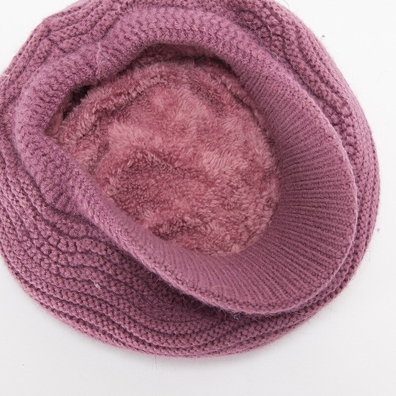 Merke lue høst og vinter strikket lue kvinnelig termisk kanin pels lue strikket vindtett strikket lue kvinnelige luer