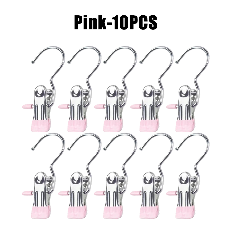 10-100pcs Stainless Steel Clothespins Laundry Clothes Pegs Hook Portable Hanging Clothes Clip Wardrobe Clothes Organizer Hanger: Ivory