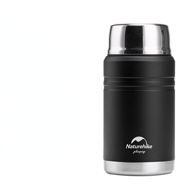 Naturehike Edelstahl Eintopf Becher draussen Camping Eintopf Topf Reise Isolierung Eimer Hohe Kapazität Tragbare Wasserkocher warm Halten: Schwarz 750ml