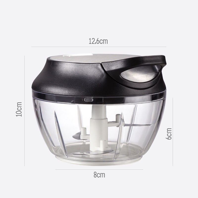 Kjøkken hvitløk grønnsakskutter rivjern mini manuell matte chopper knuser husholdning kjøtt moser skjæreverktøy kjøttdeig mikser makuleringsmaskin: Svart