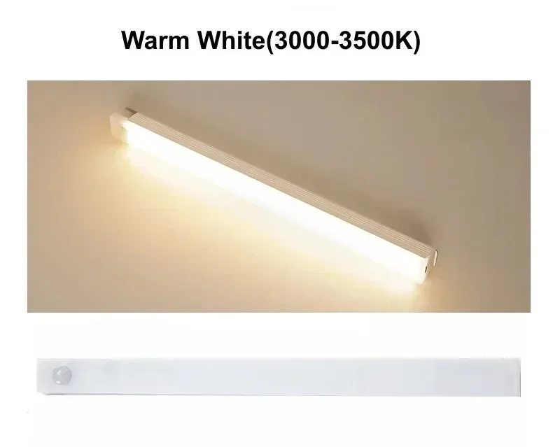 LED-Licht-Bewegungsmelder-Lampe mit Batterie, tragbar, für Zuhause und Dekoration, Kleiderschrank, Schrank, Innenbeleuchtung, wiederaufladbar, Schlafzimmer: Warmes Weiß / 0,8 MT