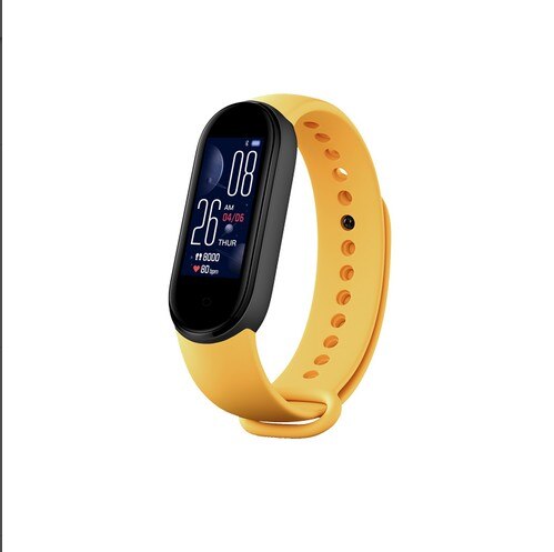M5 Smart Armband Bluetooth Sport Fitness Tracker Hartslagmeter IP67 Waterdichte Vrouwen Mannen Horloge Slimme Band: YELLOW