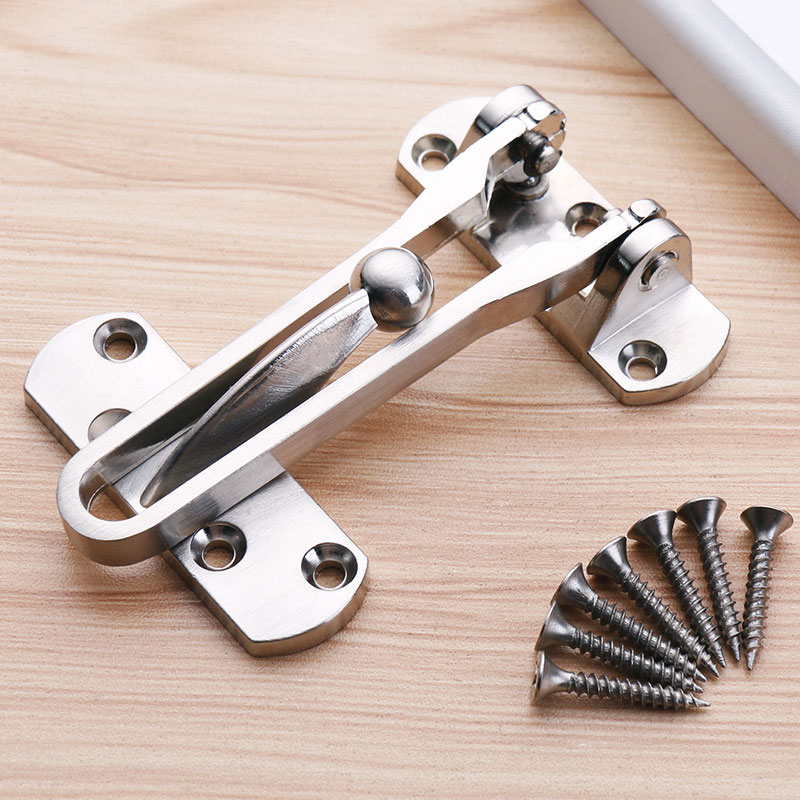 Door Bolt Home Anti-theft Room Door Bar Door Lock Latch for Home &amp,Hotel Security Door Chain Lock U Swing Front Door: Silver