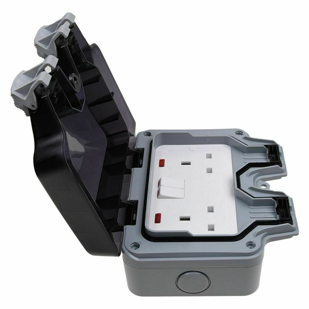 Utomhus 13a 2 gäng 3 hål vattentät storm switched socket box  ip66 vägguttag skydd box box utan stickpropp utomhusbruk