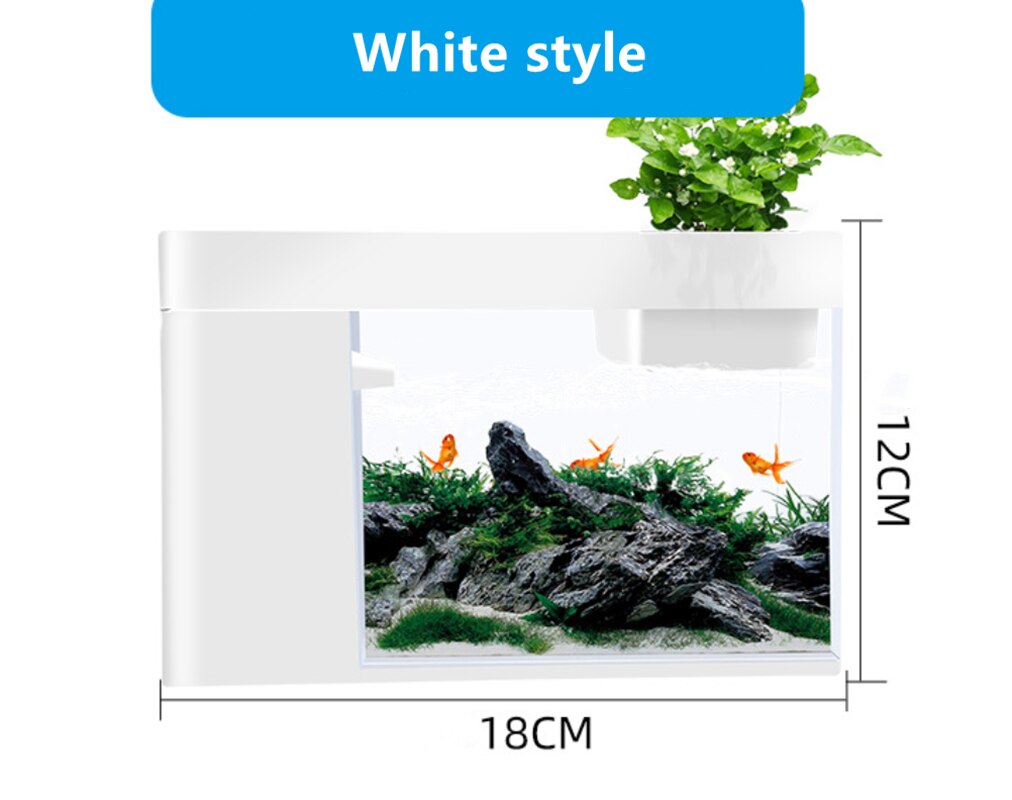 Desktop small aquarium, acrylic plastic aquarium, family, office, fish and flower aquarium landscape