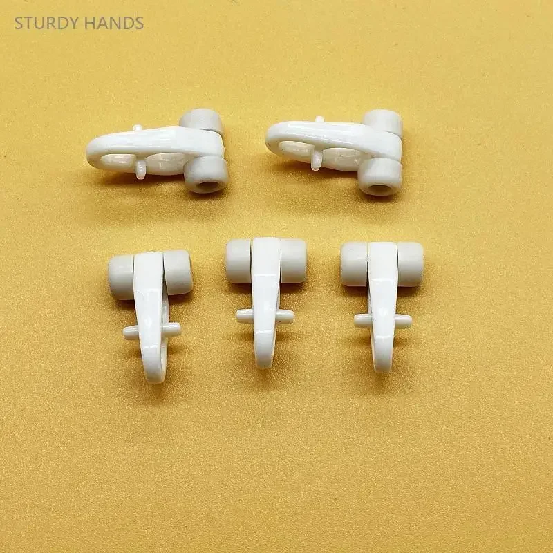50 Uds. Polea de cortina de plástico antigua, riel recto, riel curvo, anillo de gancho, accesorios para rieles enrollables