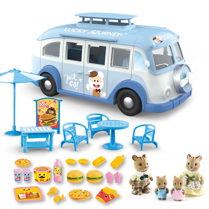 Per bambini di Simulazione Giocattolo Gioco di Casa di Famiglia del Coniglio Crema di Ghiaccio di Campeggio Per Bambini Auto RV Gioco di Casa Picnic Auto Di Compleanno regalo: 8801-2-G08