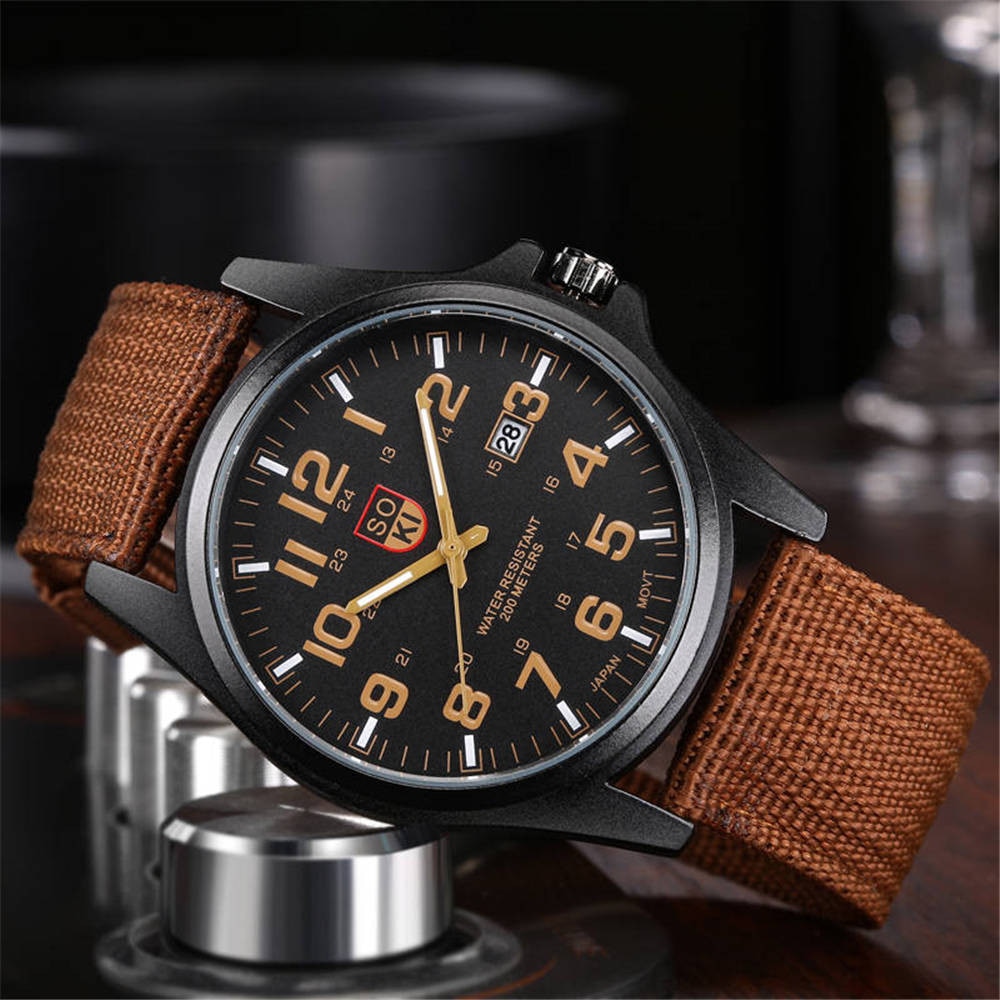 Luxe Heren Horloges Business Horloge Nylon Band Analoge Quartz Horloge Paar Nylon Strap Analoge Heren Sport Horloges