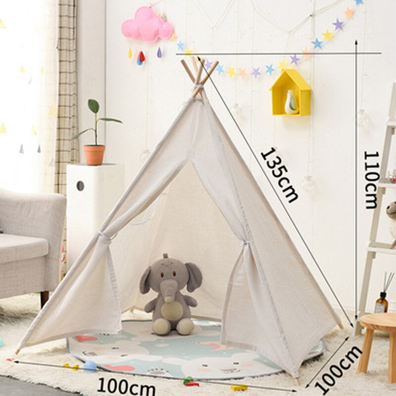 Indian Kids Wigwam For Children Games 1.35M Portable Cotton Home Tipi Folding Indoor Baby Tent Toy Teepee Original Triangle